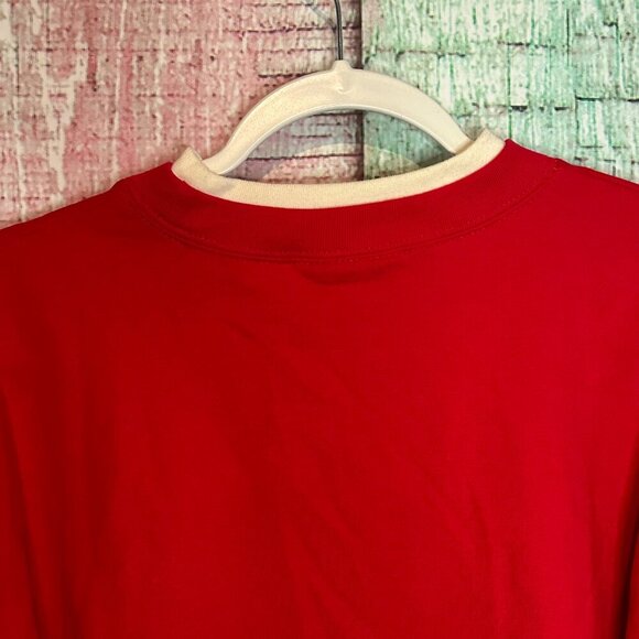 Vintage Cardinal Bird Sweatshirt Red Crewneck Embroidered Medium Christmas - Picture 4 of 5